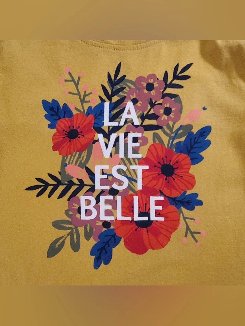 K1391 * Gymboree Girls La Vie Est Belle Graphic Long Sleeve Tee Yellow Size M